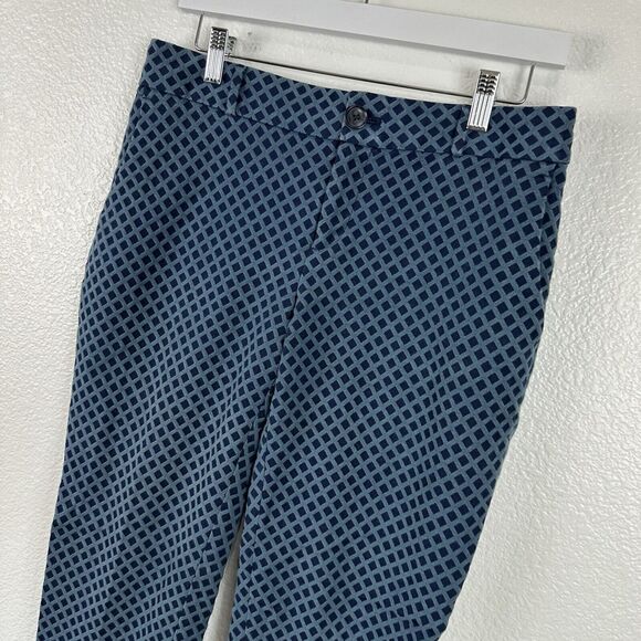 Banana Republic Pants Women Size 4 Camden Fit Blue Diamond Jacquard Ankle Career - Picture 10 of 10